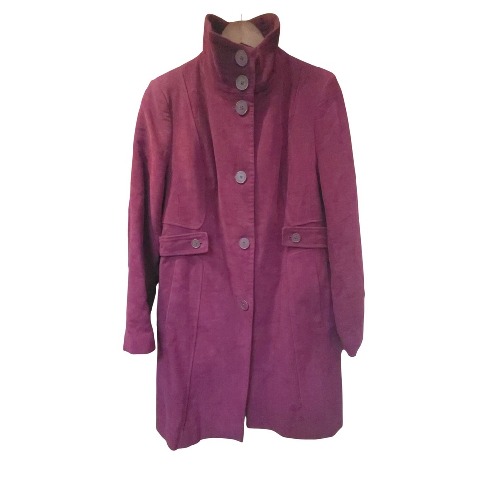 White Stuff Kids Berry Purple Cotton Moleskin Velvet Funnel Neck Pea Coat 18 XL